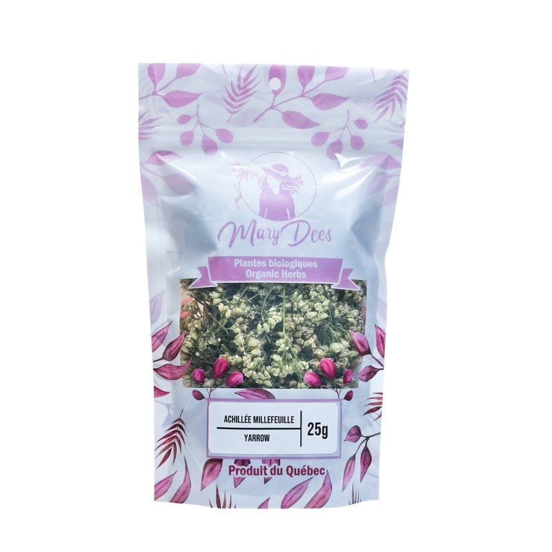 Achillée millefeuille biologique (Achillea millefolium) — fleurs entières 25 g, Mary Dee's | Herboristerie Desjardins